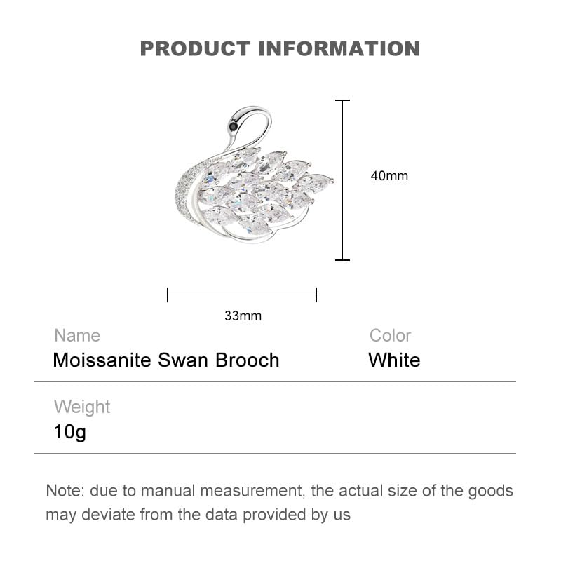 Image of Luxurious and Sophisticated 14K Gold Swan Brooch with Sparkling Moissanite, Stunning Animal Inspired Crystal Corsage, Trendy Trench Coat Accessory