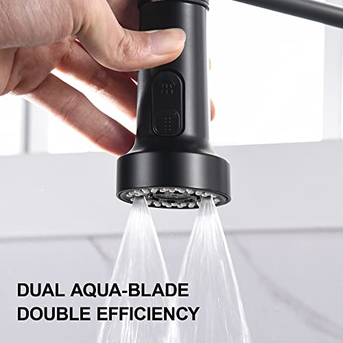 Pull Down Faucet Spray Head - 3 Mode Kitchen Faucet Head Replacement Part, G1/2 Pull Out Sprayer Nozzle, Matte Black, Male Connector #TOP5