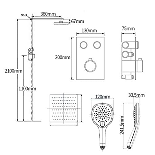 Mitigeur de douche encastré 3 modes avec douche à main multifonction - 7