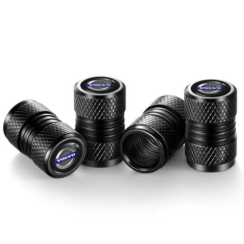 Image of Tire Valve Stem Caps, Compatible with Volvo Series Stem Cap Universal Car Air Cover Car Accessories for Cars, SUV, Truck, Motorcycles 4pcs (Black)