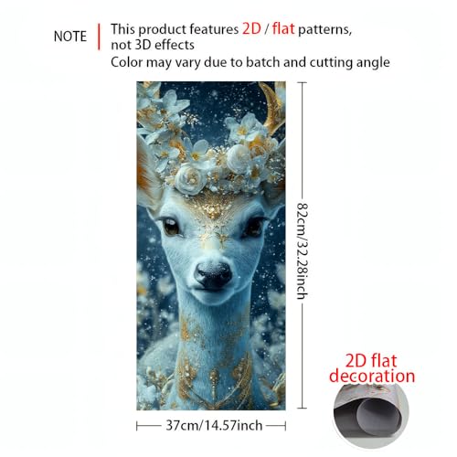 Image of 2 PC Trash Can Sticker 14.57 x 32.28 Inch Reindeer Christmas Vinyl Sticker with Floral Wreath Gold Detail Forest Light for Outdoor Garbage Bin Garden Yard Driveway Decor