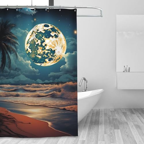 Rideau de douche imperméable 183x183 moderne motif lune - 2