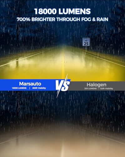 Image of Marsauto H11 /H16 /H8 LED Fog Light Bulb, 18000LM 700% Brightness, H11 H16 H8 LED Bulb Yellow Fog Lights, 3000K Yellow 70000HRS Lifespan H11 Yellow Fog Light Bulbs, Play and Plug, Exterior Lighting