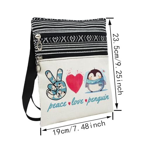 Funny Penguin Messenger Bag Small Ethnic Pattern Printed Adjustable Strap Crossbody Zipper Bag Phone Bag Wallet Cute Shoulder Handbag for Penguin Lovers Women2