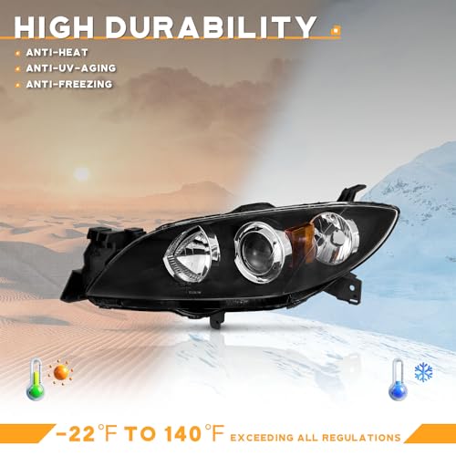 WEELMOTO 2004–2009 Mazda 3 Sedan Headlights | OEM Projector Replacement - Image 6