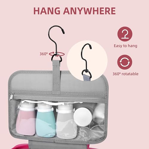 Egg Shape(Oval) Makeup Storage Box, Countertop Portable Vanity Cosmetics Organizer Preppy Style (Pink-Toiletry-Bag) - Image 4
