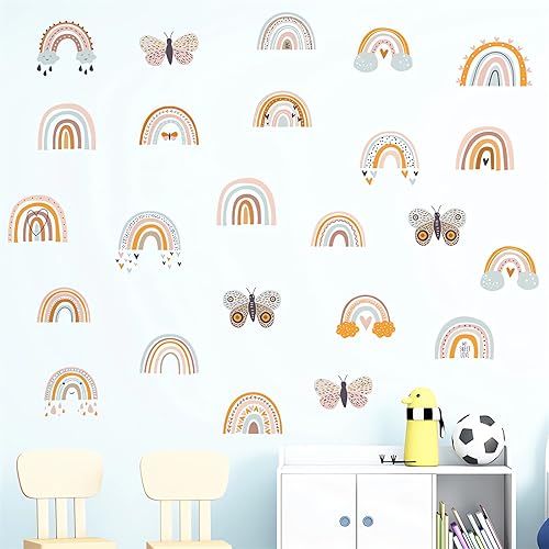 12 hojas pegatinas de pared mariposa arcoíris marrón gris miniatura 5