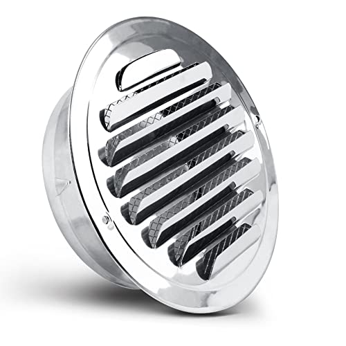 Uenhoy 6 Inch Round Vent Cover Stainless Steel Air Vents Round Soffit Vents Louver Grille Cover with Screen Mesh for Kitchen, Bathroom, Office