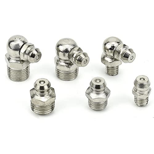 Foto von BIGP 145 Stück Schmiernippel Sortiment, Kegelschmiernippel Kegelnippel Hydraulik Fettnippel Satz für Schmierpressen, Gerade Abgewinkelt 90° M6 M8 M10