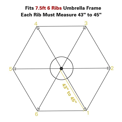 Sunnyglade Cobertura superior de substituição para guarda-sol com 6 costelas de 2,8 m para guarda-ch