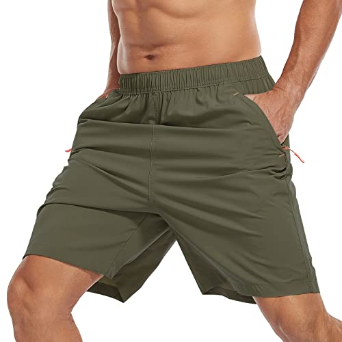 SPOSULEI Men's Athletic Hiking Shorts Water Resistant Quick-Dry Lightweight Outdoor Sweat Shorts with Zipper Pockets3