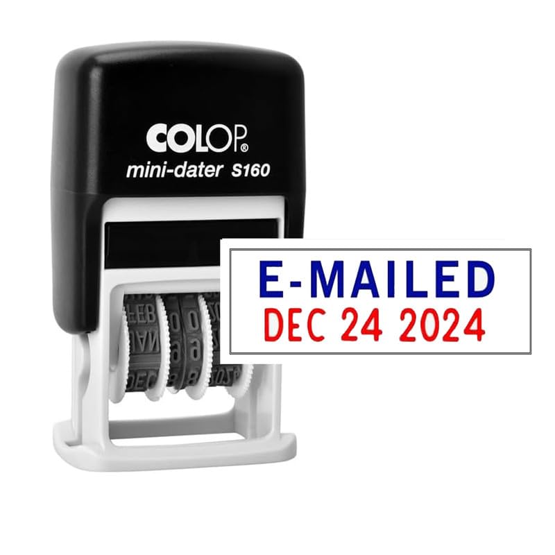 StampcraftersColop S160 Date Stamp with Phrase E-MAILED Self Inking Rubber Dater Stamp Business Custom Stamp Office Stationery
