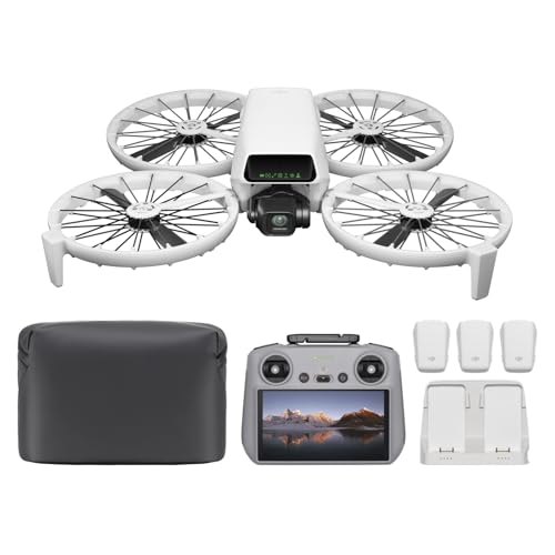 El Pack DJI Flip Vuela Más (Control Remoto con Pantalla RC 2), dron con cámara 4K UHD para Adultos, despegue Desde la Palma, Retorno automático, 3 baterías para un Tiempo máx. de Vuelo de 93 min
