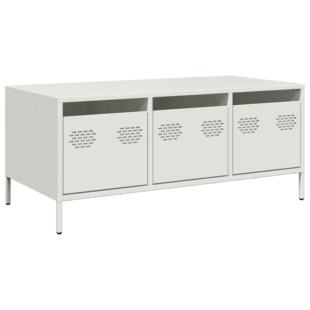 Tavolino da salotto bianco, 101,5 x 50 x 43,5 cm, in acciaio
