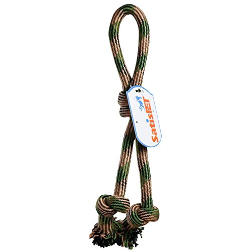 SatisPet Large Dog Knotted Woven Rope Tug Training Chew Toy 24-Inch in Camouflage Color