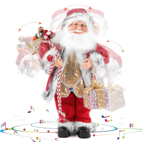 Gfilay 18 Inch Animated Plush Santa Figurine with Music and Movement, Collectible Red Sequin Coat Christmas Decoration, Singing Dancing Santa Claus Holiday Centerpiece Gift for Home or Store by Gfilay - Used condition - US$17.85