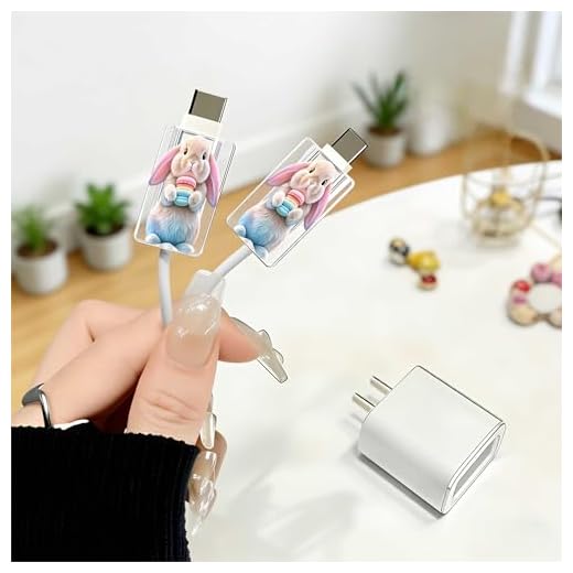 2pcs Acrylic Cute Easter Bunny Cable Protector, Type-C Compatible, Anti-Break Data Cable Cover, Beautiful and Durable Charging Cable Protective Case, Perfectly Ideal