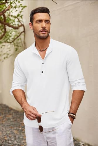 Image of Bellstone Men's Cotton Blend Solid Regular Fit Full Sleeve Short Kurta | Men's Trendy Short Kurta | Ethnic Stylish Casual Lightweight Summer Kurta for Daily and Occasion Use