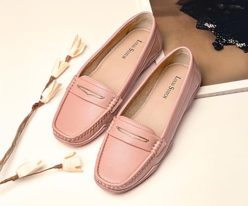 Image of LOUIS STITCH Women's Premium Slip-On Loafers | Elegant Solid Slip-On Comfort Shoes for Casual and Formal Wear | Slip-On Loafer Shoes for Women | LSLD-BLR-HS01