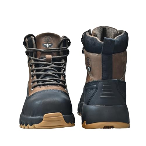 Image of Mens Work Boots Composite Toe Boots for Men Genuine Leather Rubber Sole No Slip Waterproof Shoes Industrial & Construction Safety