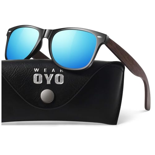Image of WEAROYO Polarized Sunglasses for Men Women with Wood Temples,Retro Dark Lenses Driving Fishing UV400 Protection
