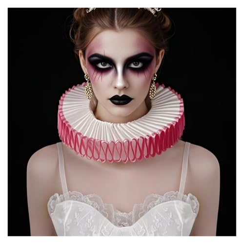 Cuello de payaso blanco-rosa para disfraces infantiles y obras 2
