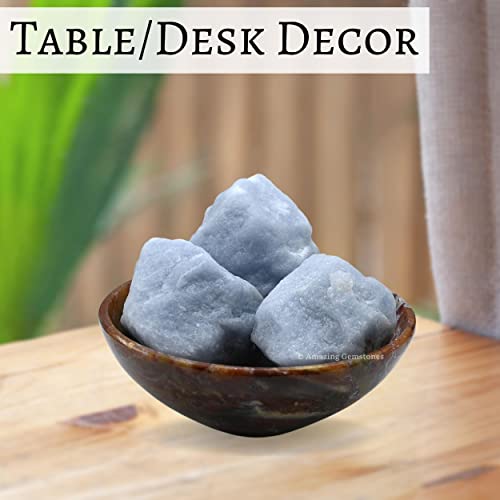 Image of Amazing Gemstone Angelite Raw Crystals and Healing Stones, Natural Rocks for Tumbling - DIY Raw Stones and Crystals, 2 Pieces