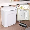 AYADA Hanging Trash Can with Lid, Hanging Garbage Can Lid for Kitchen Cabinet Door in Cabinet Trash Can Hanging Door Mounted Trash Can Door Trash Can Under Sink Door Trash Bin RV Bathroom (White)