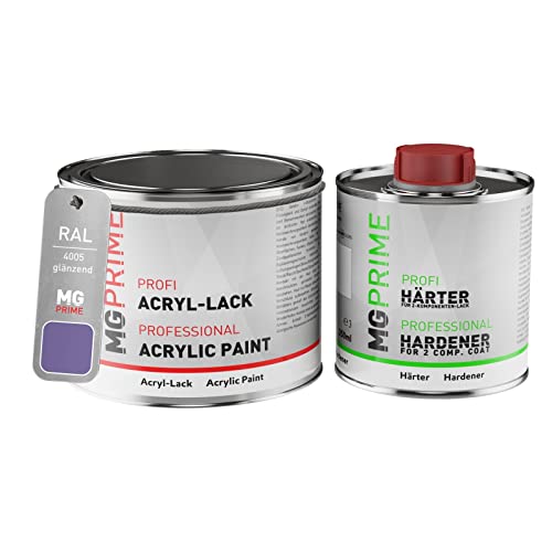 RAL 4005 Lilas bleu/Blue lilac Peinture acrylique brillante Pot de 0,75 litre / 750 ml, y compris le durcisseur