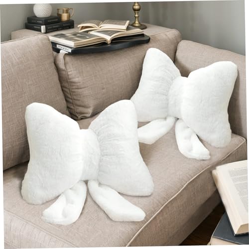 Coussin en forme de nœud en peluche blanche douce pour canapé et lit - 7