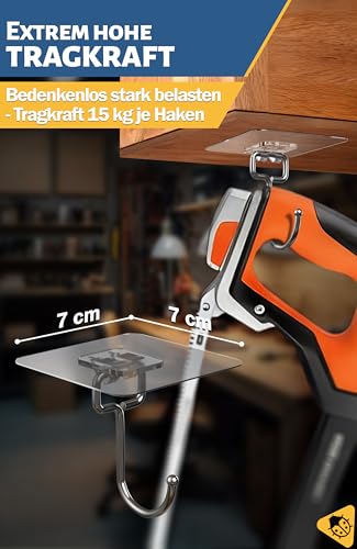 4smile Klebehaken extra stark – 10 Stück mit 15 kg Tragkraft, selbstklebende Haken, 180° drehbar, robuste Klebehaken und transparente Handtuchhaken für Wand, Deko, Küche und Bad