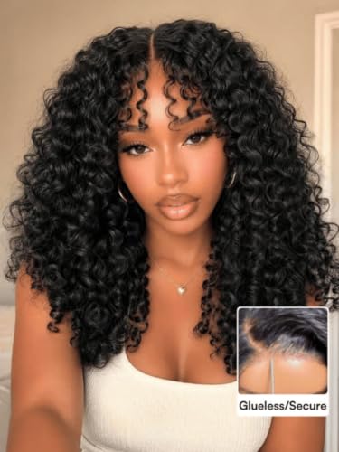 Image of Sunber No Slip 7x5 HD Lace Front Burmese Curly Human Hair Gluless Wig 26 inch