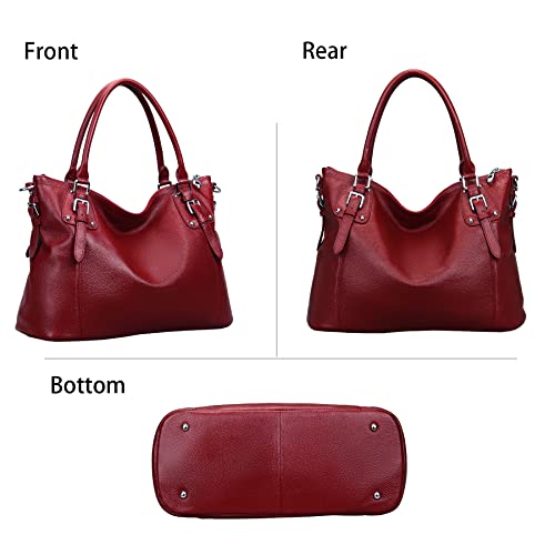 Image of HESHE Leather Purses and Handbag for Women Shoulder Bag Tote Top Handle Bag | Genuine Designer Large Capcity Hobo Crossbody Satchel Travel Work Ladies Zippered Ladies Daily Bag Adjustable Long Strap