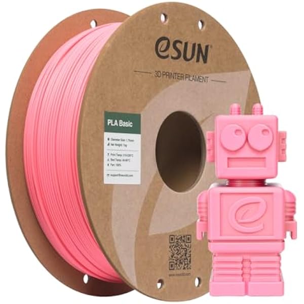 eSUN PLA Basic Филамент 1,75 мм для 3D-принтера, 1 кг, розовый | Точность размеров +/- 0,03 мм. Плавная и быстрая печать без заторов. Материал премиум-класса для 3D-принтеров FDM.