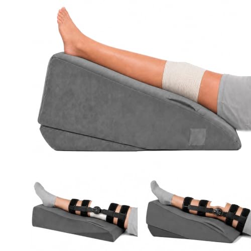 Leg Elevation Pillow for After Surgery, Firm Foam Knee Wedge, Single Leg