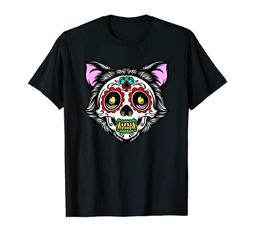 Cat Sugar Skull Day Of The Dead Cat Halloween Cinco De Mayo T-Shirt