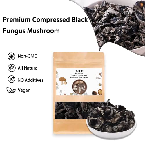 Yan Hou Tang Wood Ear Mushrooms Dried Black Fungus Premium Woodear Mushrooms Mushroom House Compressed Chinese Auricularia 4 Oz 112Gram -10 Times Volume Yield After Soaking #TOP4