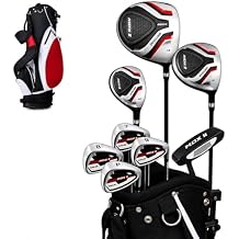 Precise Complete Teen Golf Club Set for Ages 1316 Includes Titanium Driver, Stainless Steel Hybrid, 7PW Irons, Putter, Stand Bag & 3 Headcovers Graphite/Steel Shafts