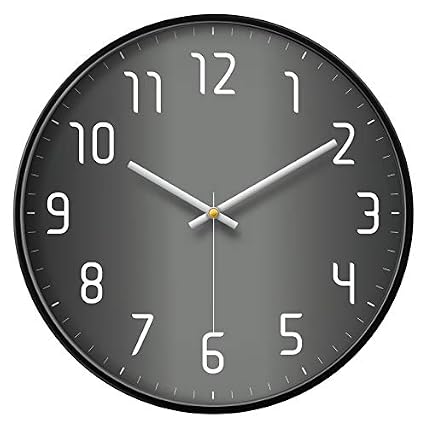 Modern Wall Clock Black&Grey Large Decorative Office Analog Small Decorative Wall Clock for Bedroom