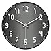 Modern Black&Grey Large Decorative Large Office Analog Wall Clock for Bedroom Kitchen Living Room Home Cool Decor Big Silent Battery Round Metal Reloj De Pared (Grey, 14inch)