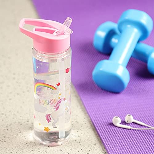 Puckator Enchanted Rainbows Unicorn, Kids Drinks Bottle With Flip Straw - Image 3