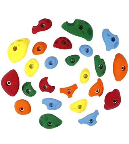 Adventure Rock Multi-Size Wall Climbing Holds (Set of 20) for Kids and Adult, DIY Wall Climbing Holds for Indoor and Outdoor Play (Multicolor) with Installation KIT