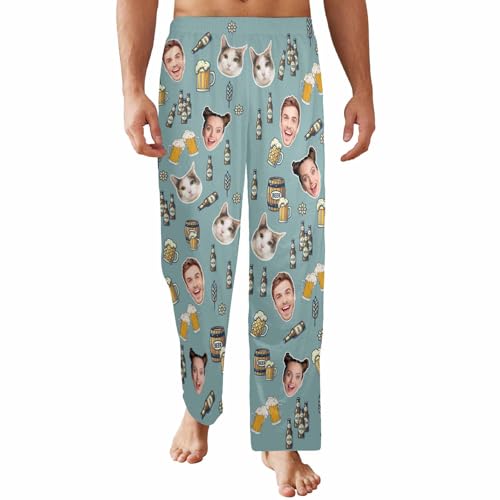 Personalized Pajama Pants for Men - Custom Photo Face Mens Lounge Sleep Bottoms - Funny PJ Pants