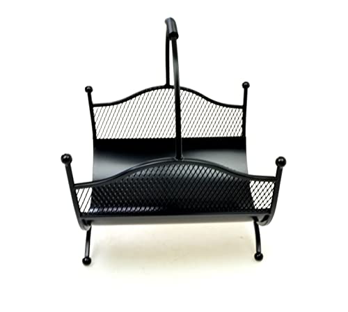 Dixiestore Holzkorb für Kaminholz aus Metall für 121 Kaminholz- Schwarz Holzregal Kaminholz Aussen- Kamin Zubehör Innen- Korb für Kaminholz Korb Aufbewahrung Kaminholzregal-2