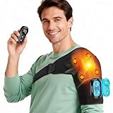 Cordless Shoulder Heating Pad with Massage, Heated Shoulder Brace with Remote Control, Shoulders Massager with Heat and Vibration for Rotator Cuff Relief, Men and Women Shoulder Pain Relief