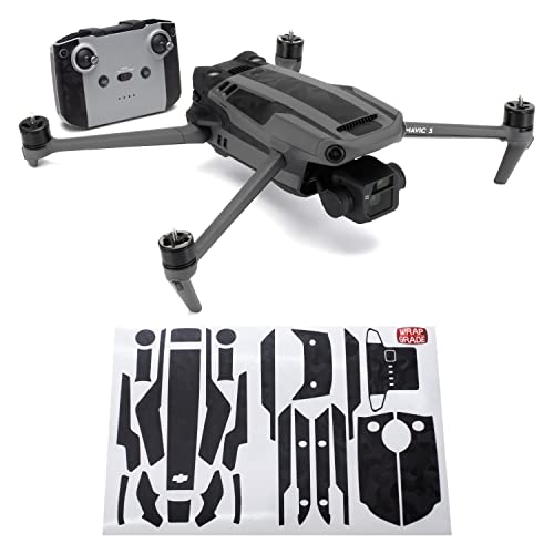Image of WRAPGRADE Partial Skin Stickers for DJI Mavic 3 / Mavic 3 Classic Accent Color (Black Bumpy CAMO)
