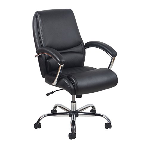 OFM Essentials Collection Ergonomic High-Back Bonded Leather Executive Chair, in Black with Chrome Finish