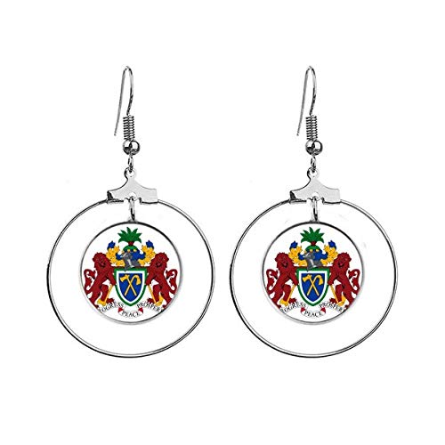 Boucles d'oreilles créoles emblème Gambie, bijou ethnique en métal pour femme
