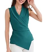 GRACE KARIN Women's Wrap V Neck Casual Work Tops Sleeveless Office Dressy Summer Blouse Top Asymm...