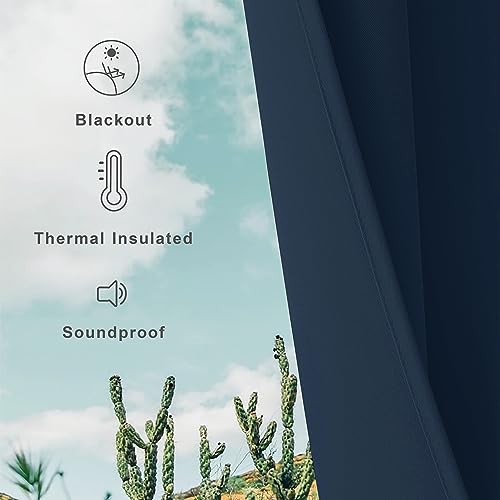 CUCRAF Blackout Curtains for Bedroom Navy Blue 96 Inch Drop 2 Panels - Image 3